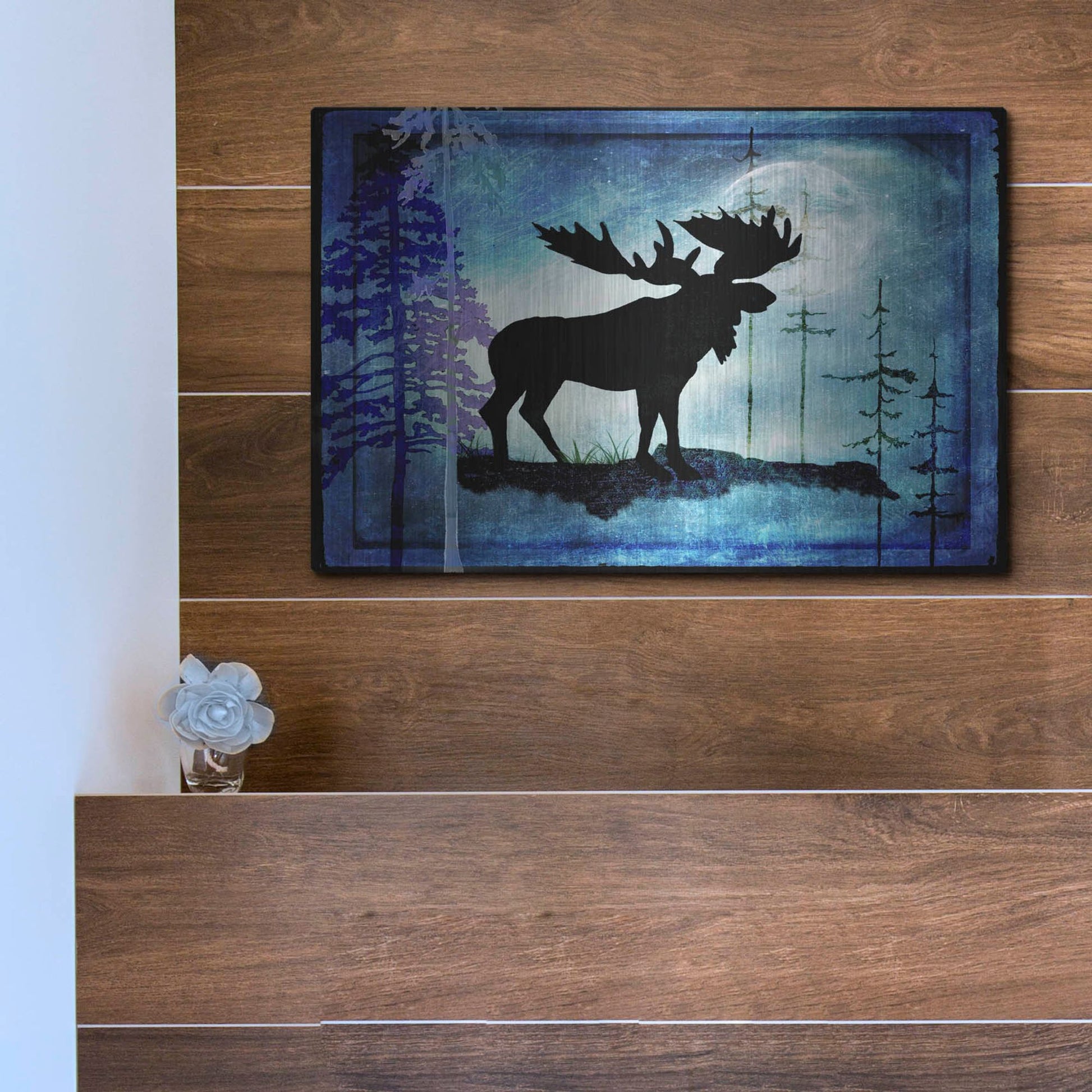 Luxe Metal Art 'Midnight Moose' by Lightbox Journal, Metal Wall Art,16x12