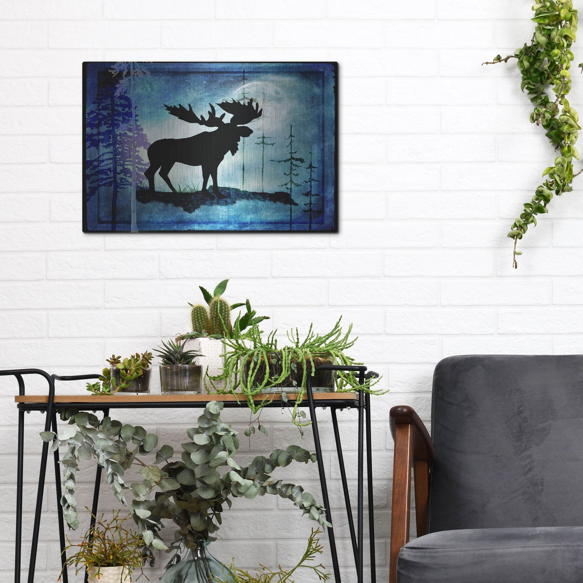 Luxe Metal Art 'Midnight Moose' by Lightbox Journal, Metal Wall Art,16x12