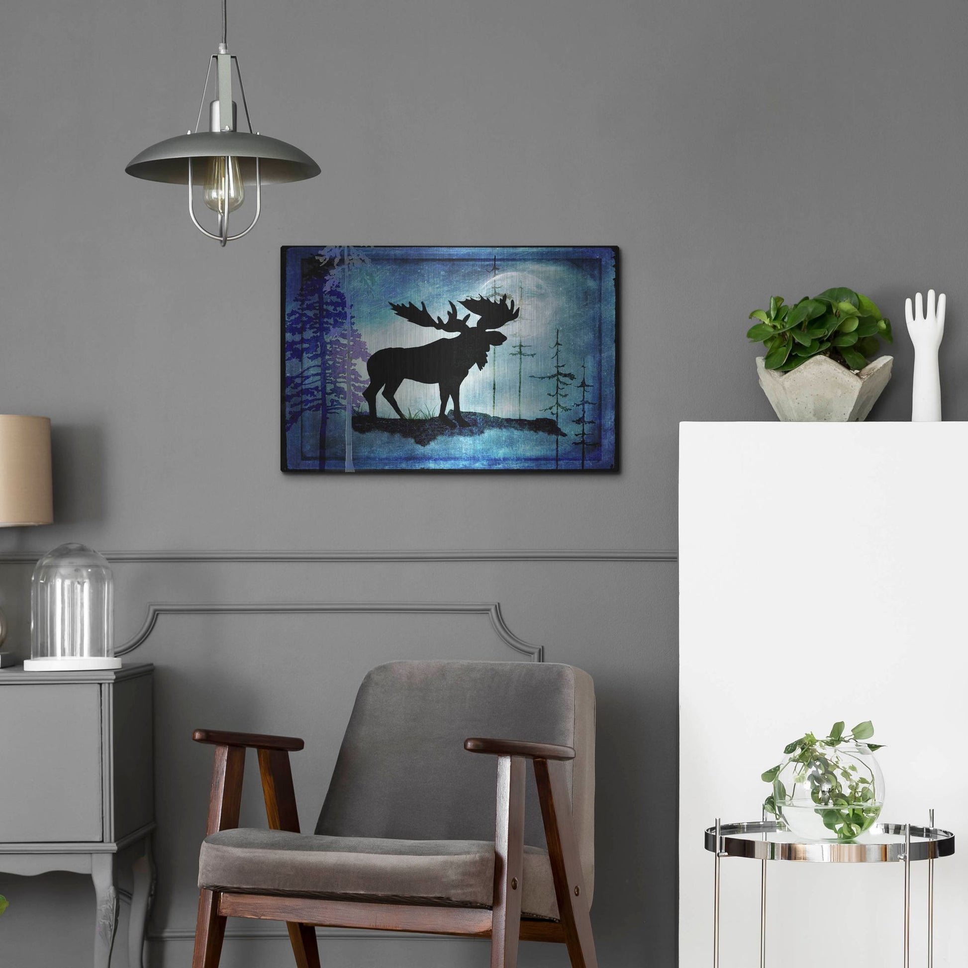 Luxe Metal Art 'Midnight Moose' by Lightbox Journal, Metal Wall Art,24x16