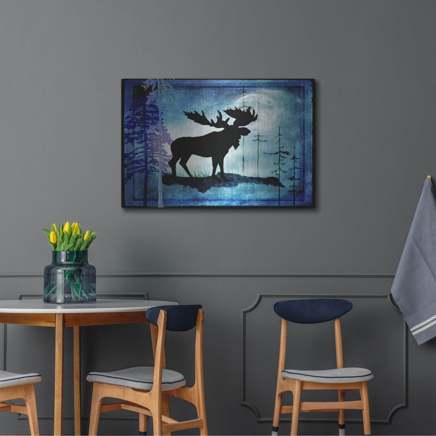 Luxe Metal Art 'Midnight Moose' by Lightbox Journal, Metal Wall Art,36x24