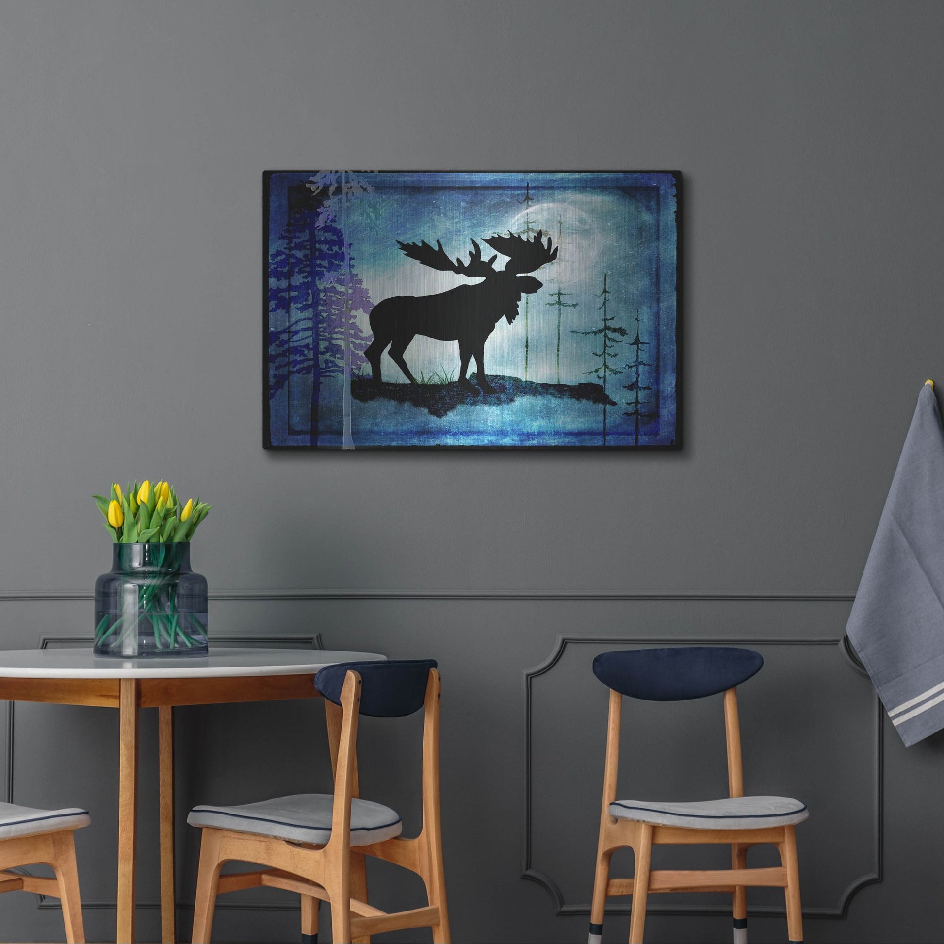 Luxe Metal Art 'Midnight Moose' by Lightbox Journal, Metal Wall Art,36x24