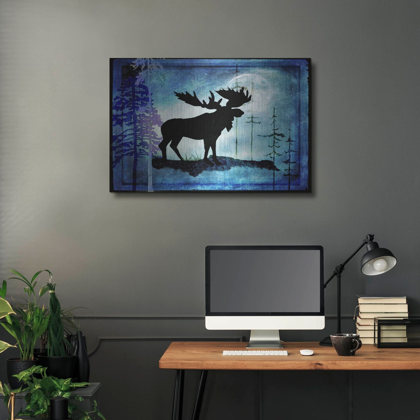 Luxe Metal Art 'Midnight Moose' by Lightbox Journal, Metal Wall Art,36x24