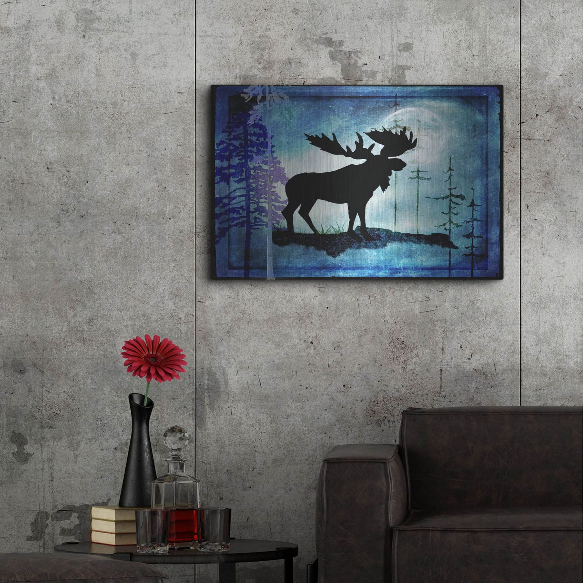 Luxe Metal Art 'Midnight Moose' by Lightbox Journal, Metal Wall Art,36x24