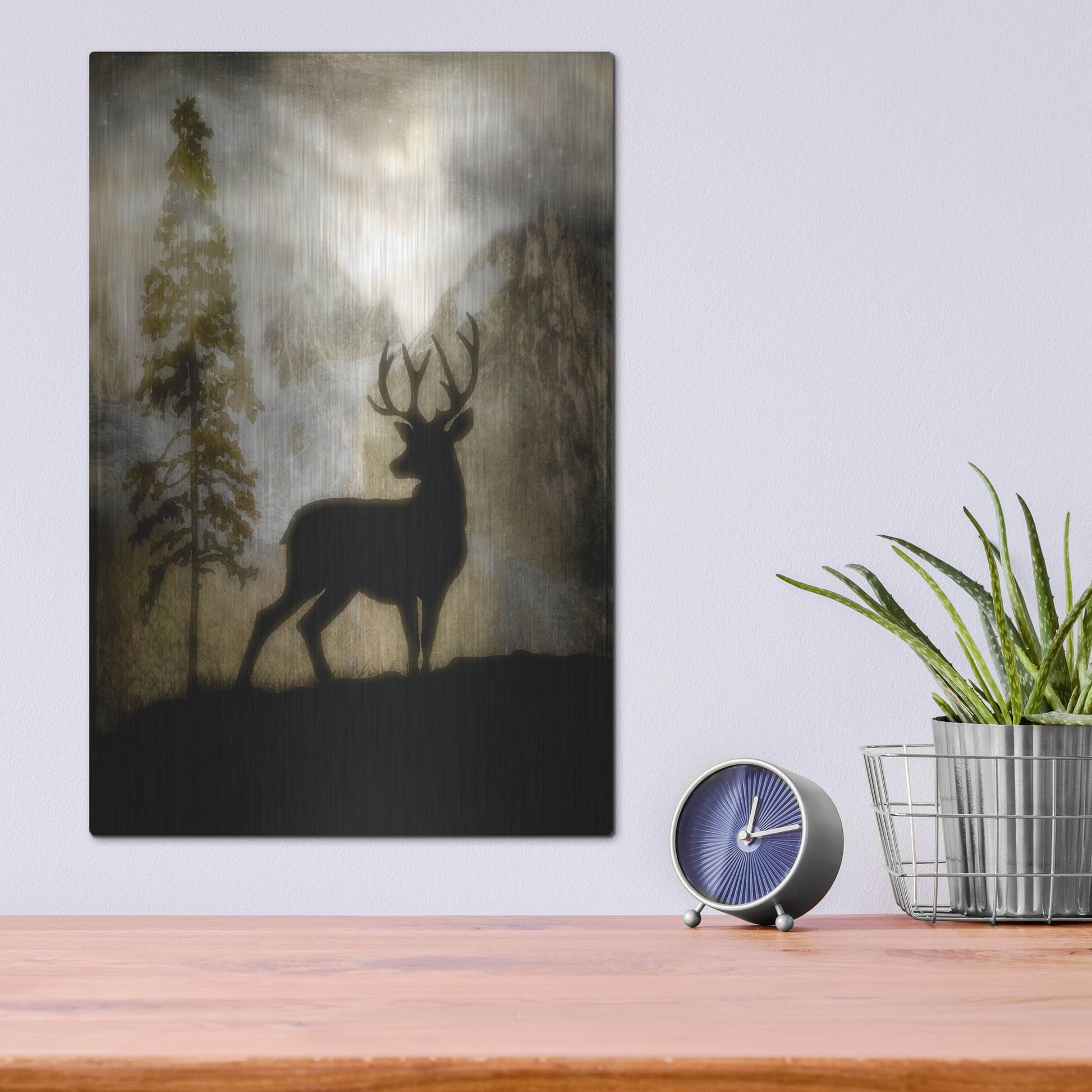 Luxe Metal Art 'Mystic Deer' by Lightbox Journal, Metal Wall Art,12x16