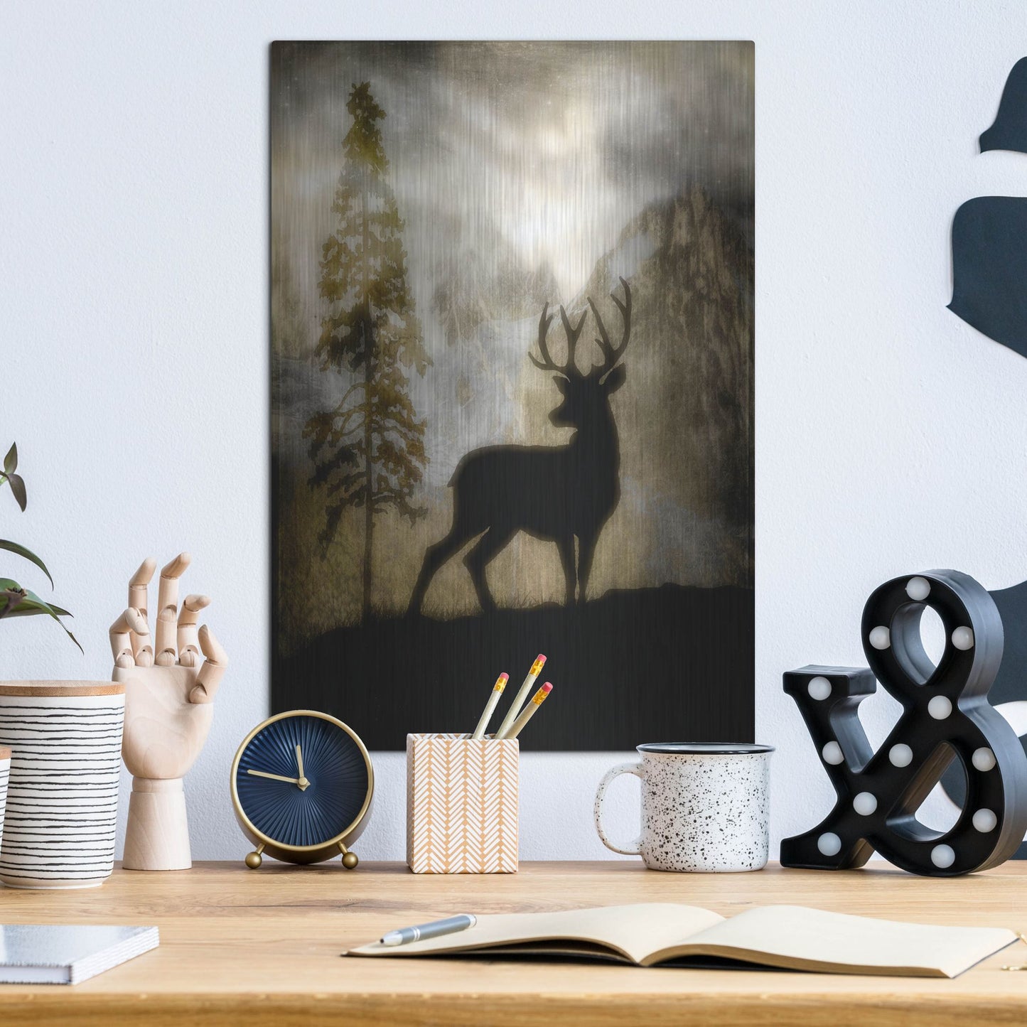 Luxe Metal Art 'Mystic Deer' by Lightbox Journal, Metal Wall Art,12x16