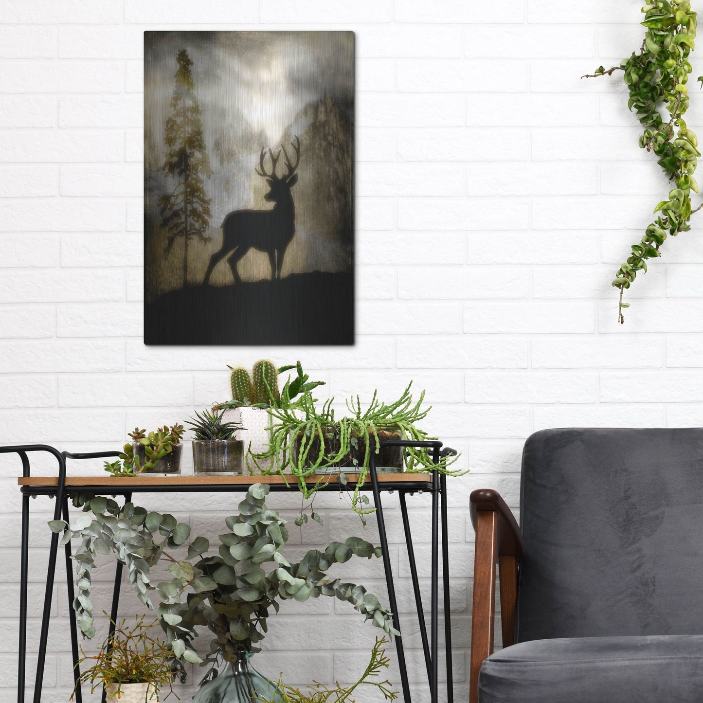 Luxe Metal Art 'Mystic Deer' by Lightbox Journal, Metal Wall Art,12x16