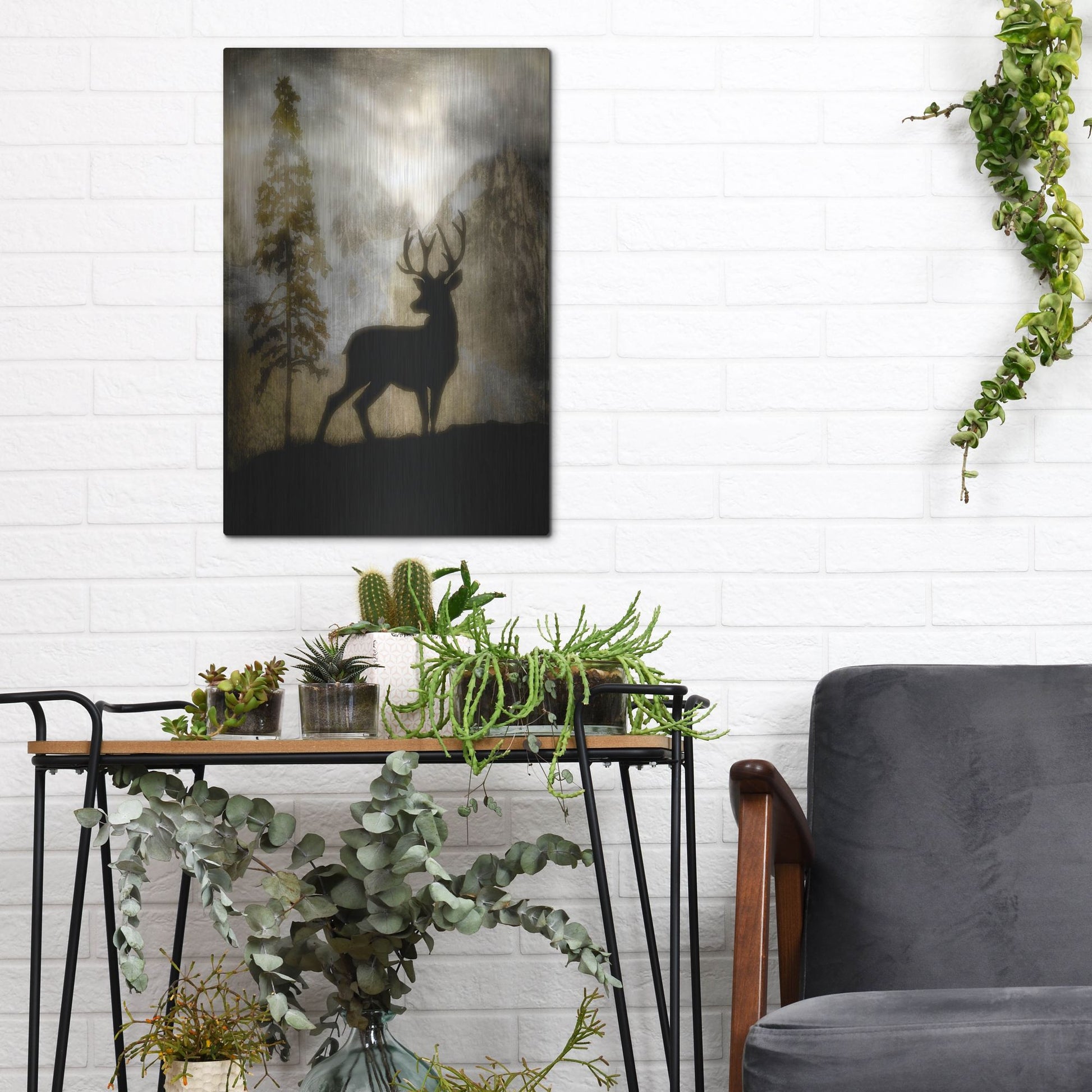 Luxe Metal Art 'Mystic Deer' by Lightbox Journal, Metal Wall Art,12x16