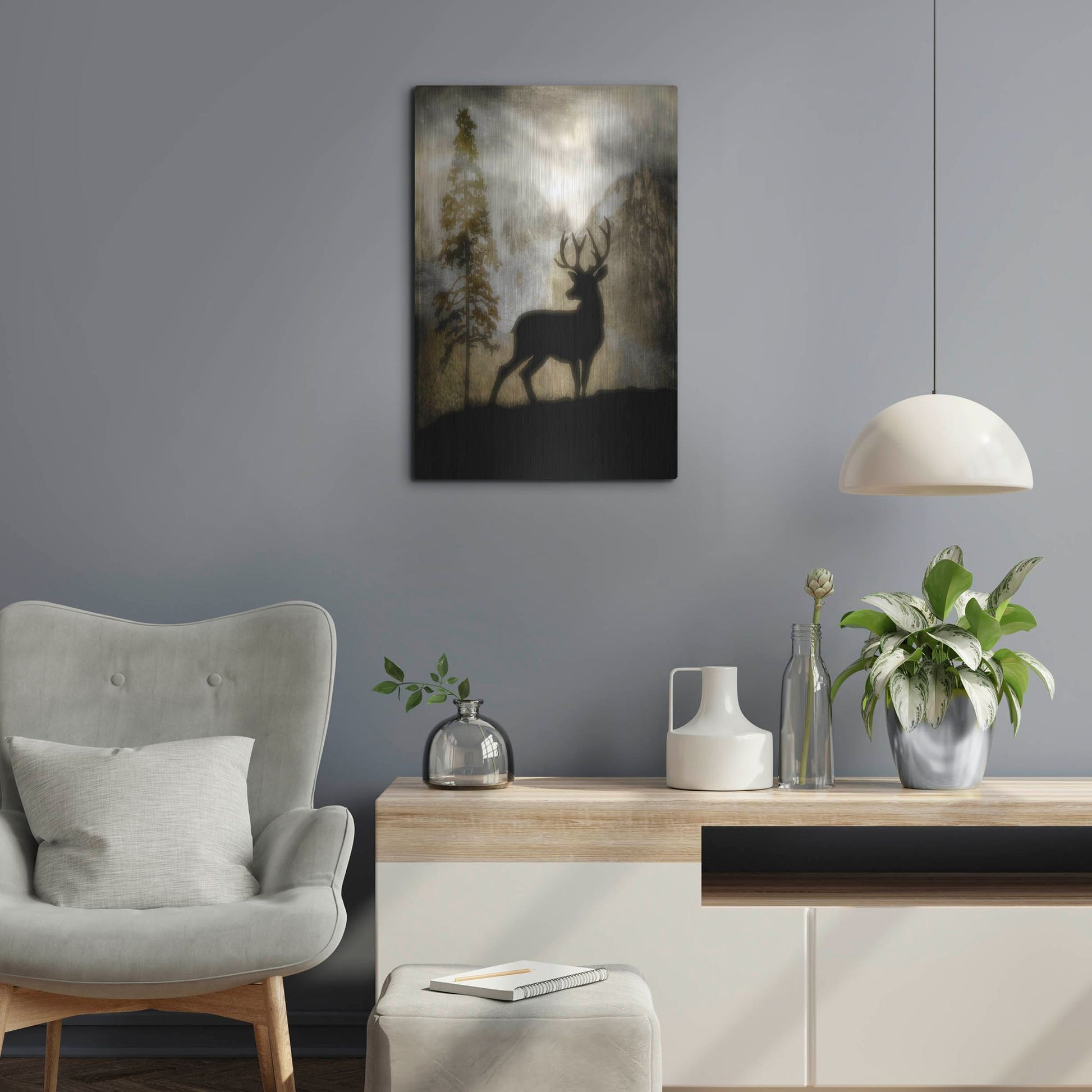 Luxe Metal Art 'Mystic Deer' by Lightbox Journal, Metal Wall Art,16x24