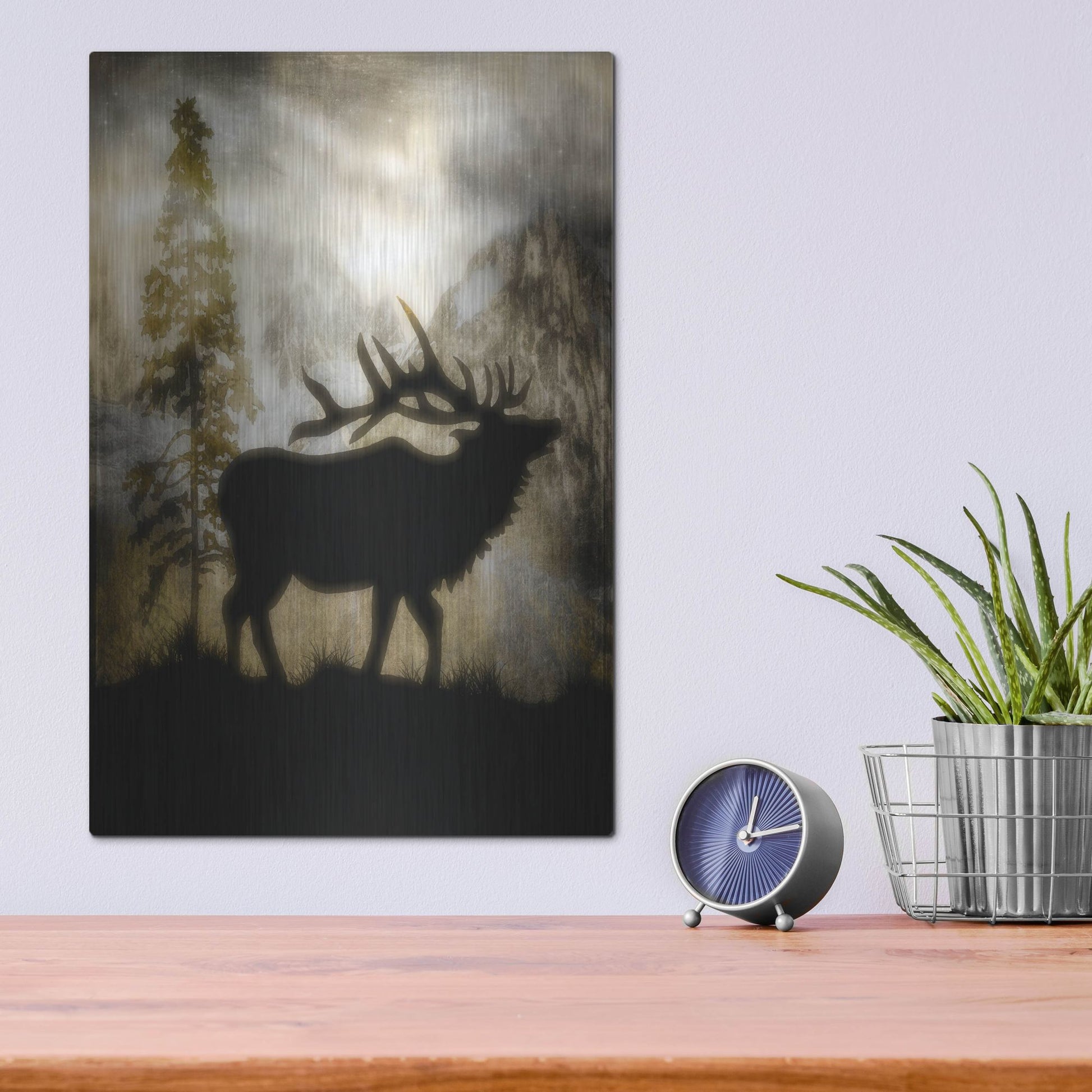 Luxe Metal Art 'Mystic Elk' by Lightbox Journal, Metal Wall Art,12x16