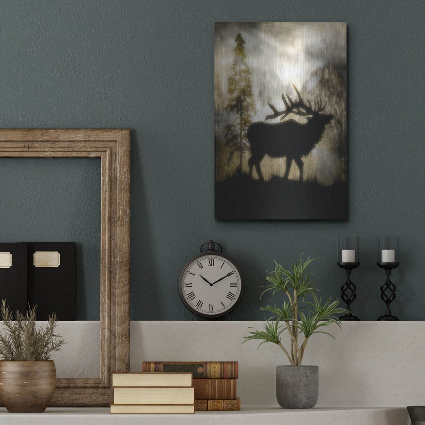 Luxe Metal Art 'Mystic Elk' by Lightbox Journal, Metal Wall Art,12x16