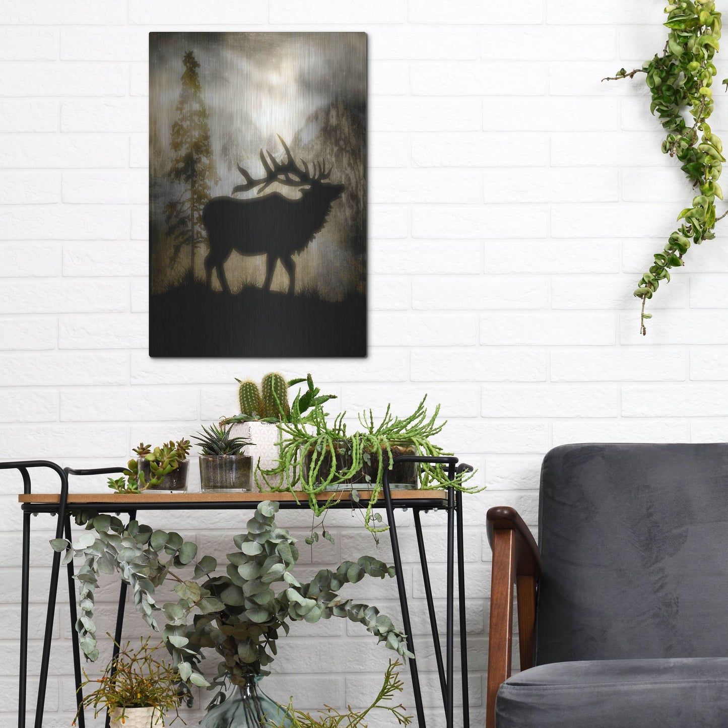 Luxe Metal Art 'Mystic Elk' by Lightbox Journal, Metal Wall Art,12x16