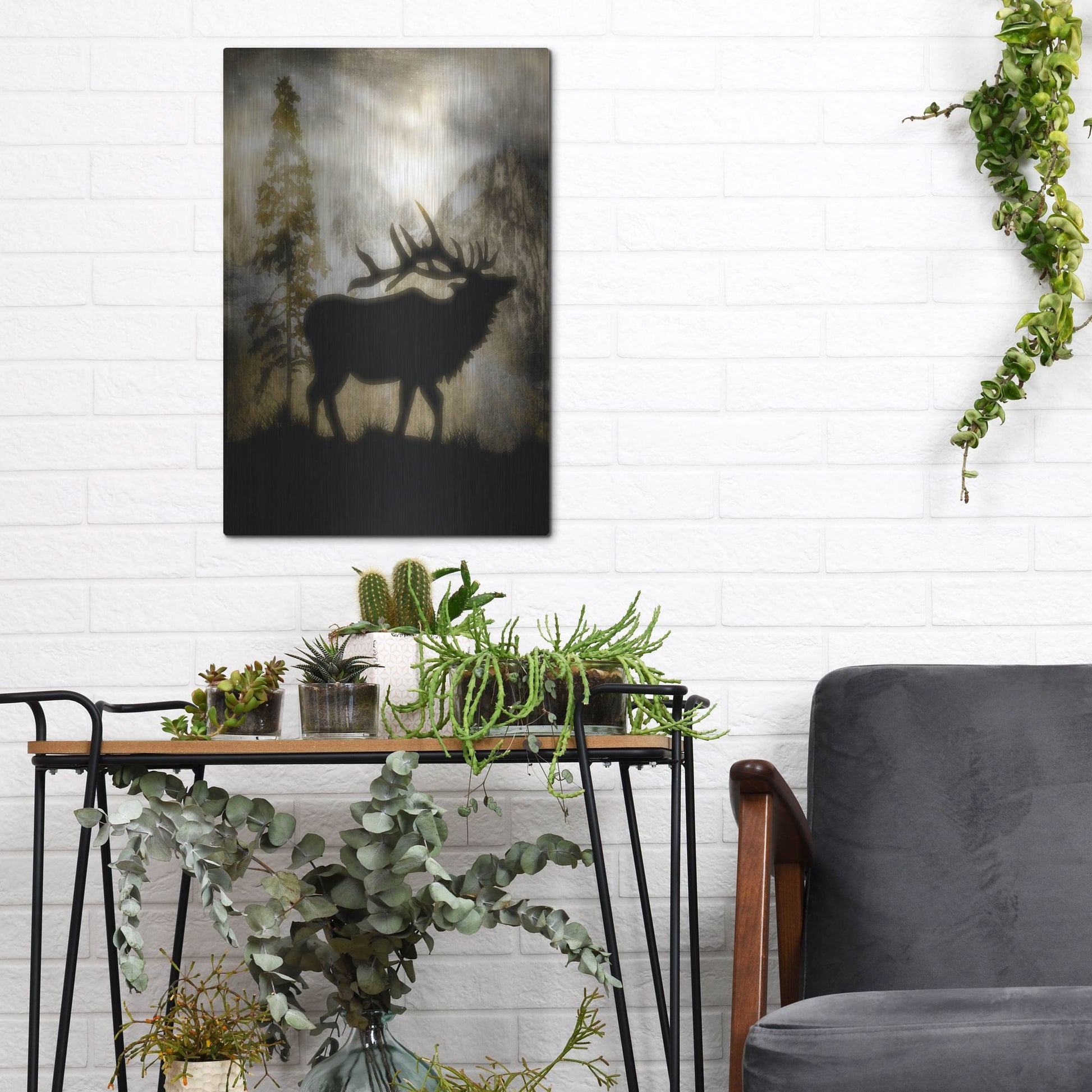 Luxe Metal Art 'Mystic Elk' by Lightbox Journal, Metal Wall Art,12x16