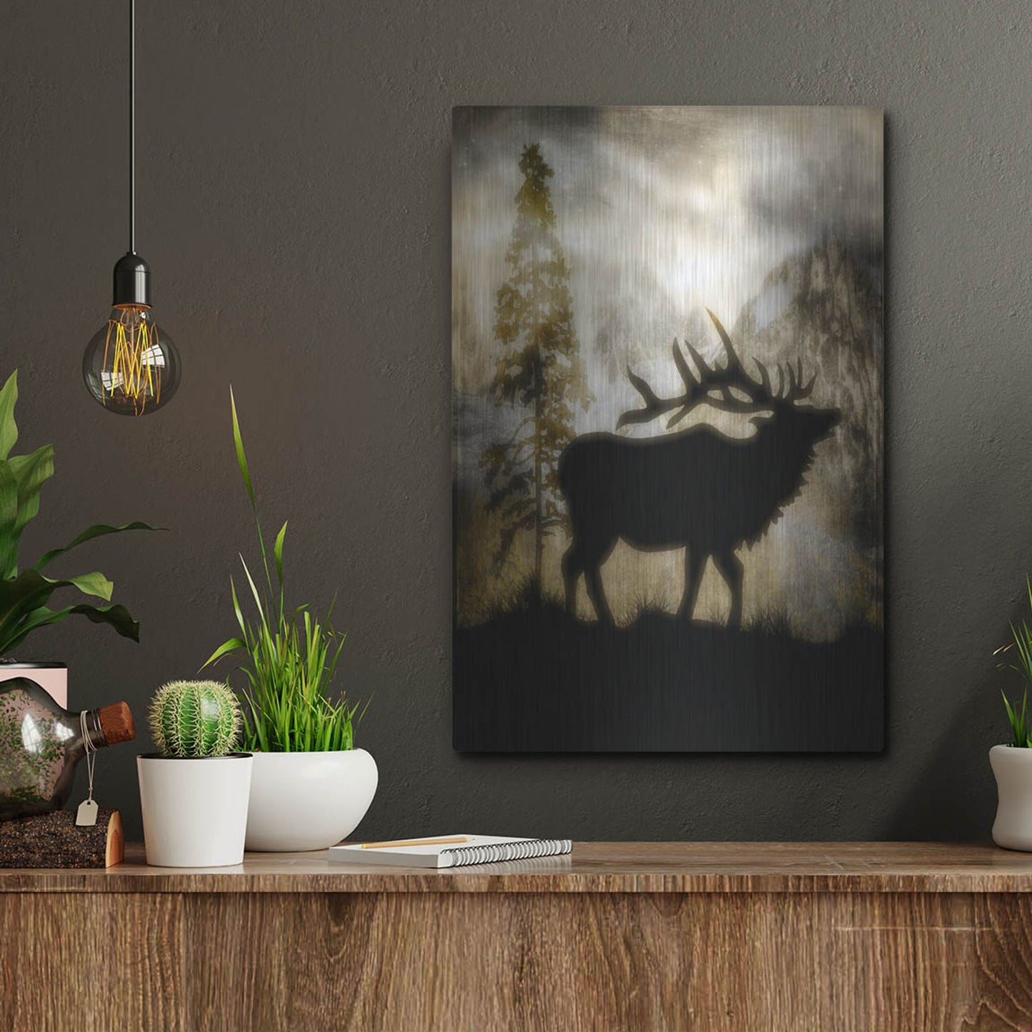 Luxe Metal Art 'Mystic Elk' by Lightbox Journal, Metal Wall Art,12x16