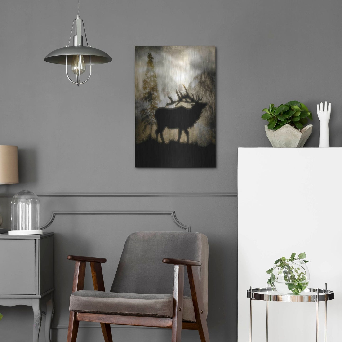Luxe Metal Art 'Mystic Elk' by Lightbox Journal, Metal Wall Art,16x24