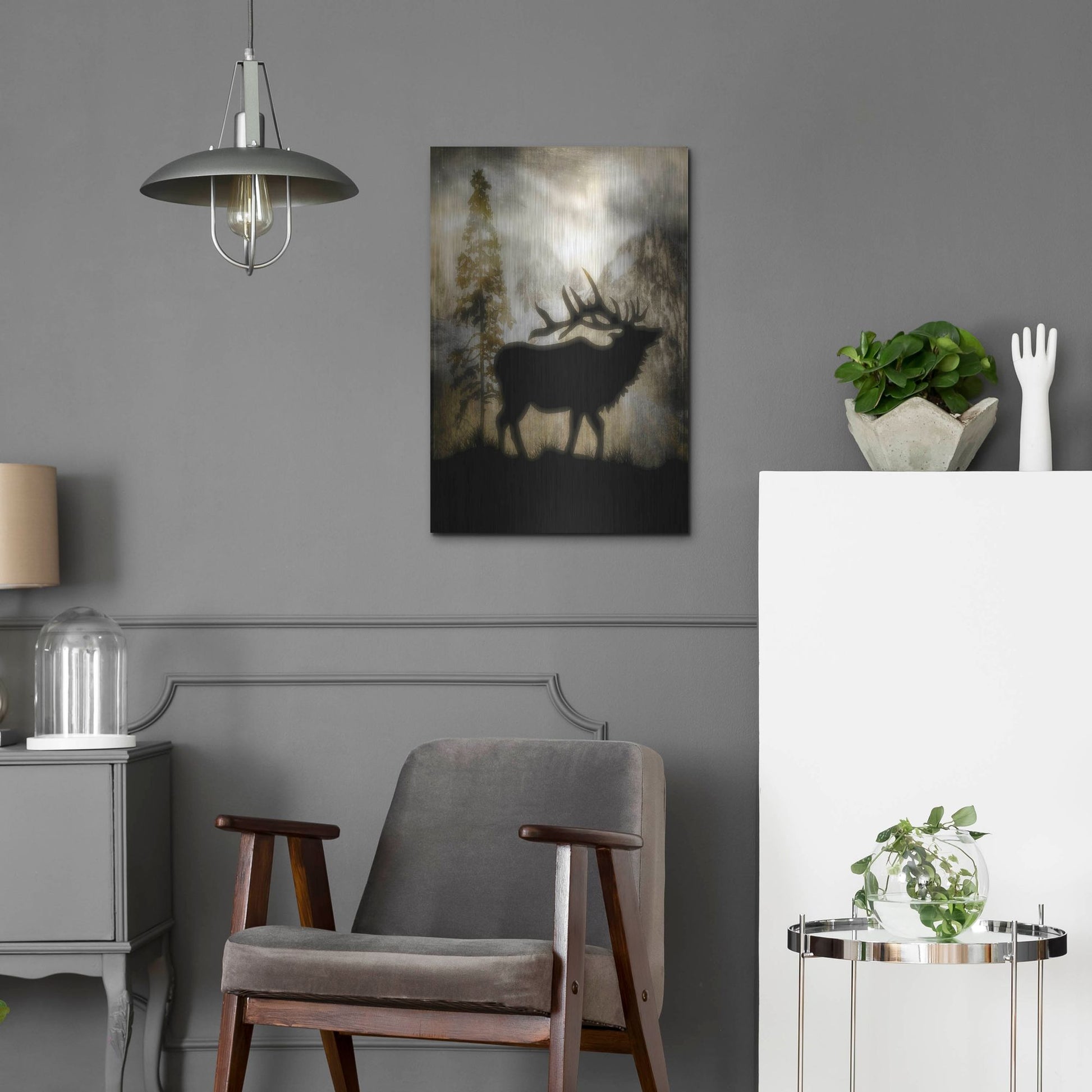 Luxe Metal Art 'Mystic Elk' by Lightbox Journal, Metal Wall Art,16x24