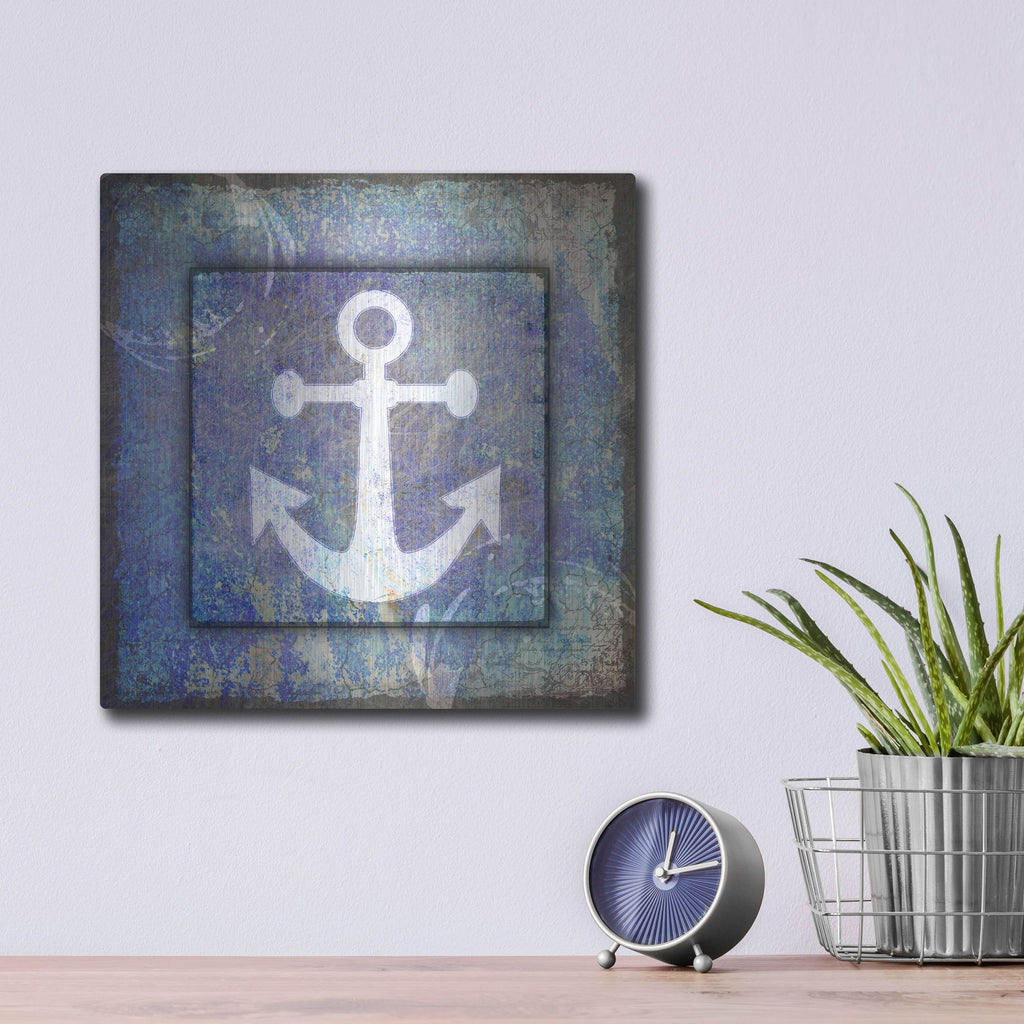 Luxe Metal Art 'Beach House Anchor' by Lightbox Journal, Metal Wall Art,12x12