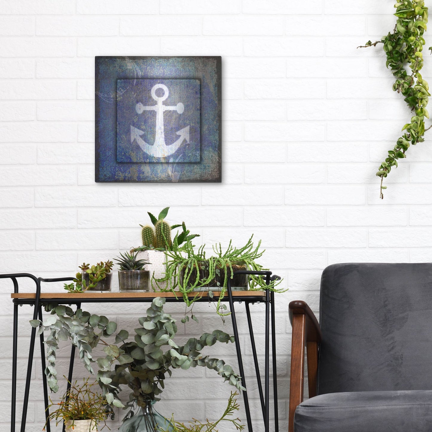 Luxe Metal Art 'Beach House Anchor' by Lightbox Journal, Metal Wall Art,12x12