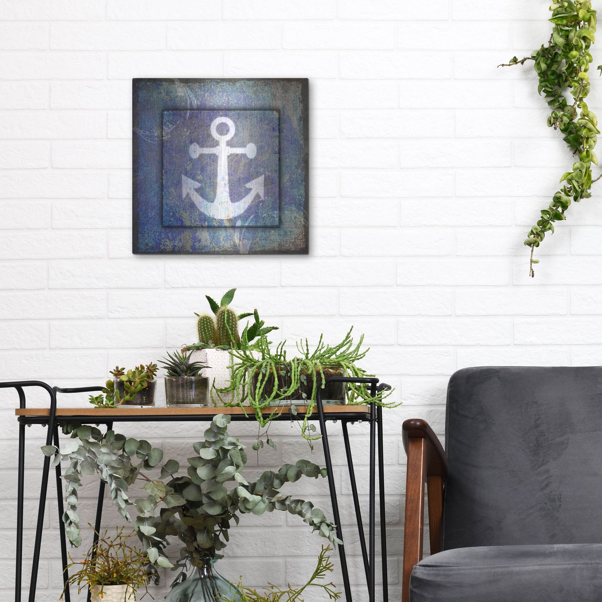 Luxe Metal Art 'Beach House Anchor' by Lightbox Journal, Metal Wall Art,12x12