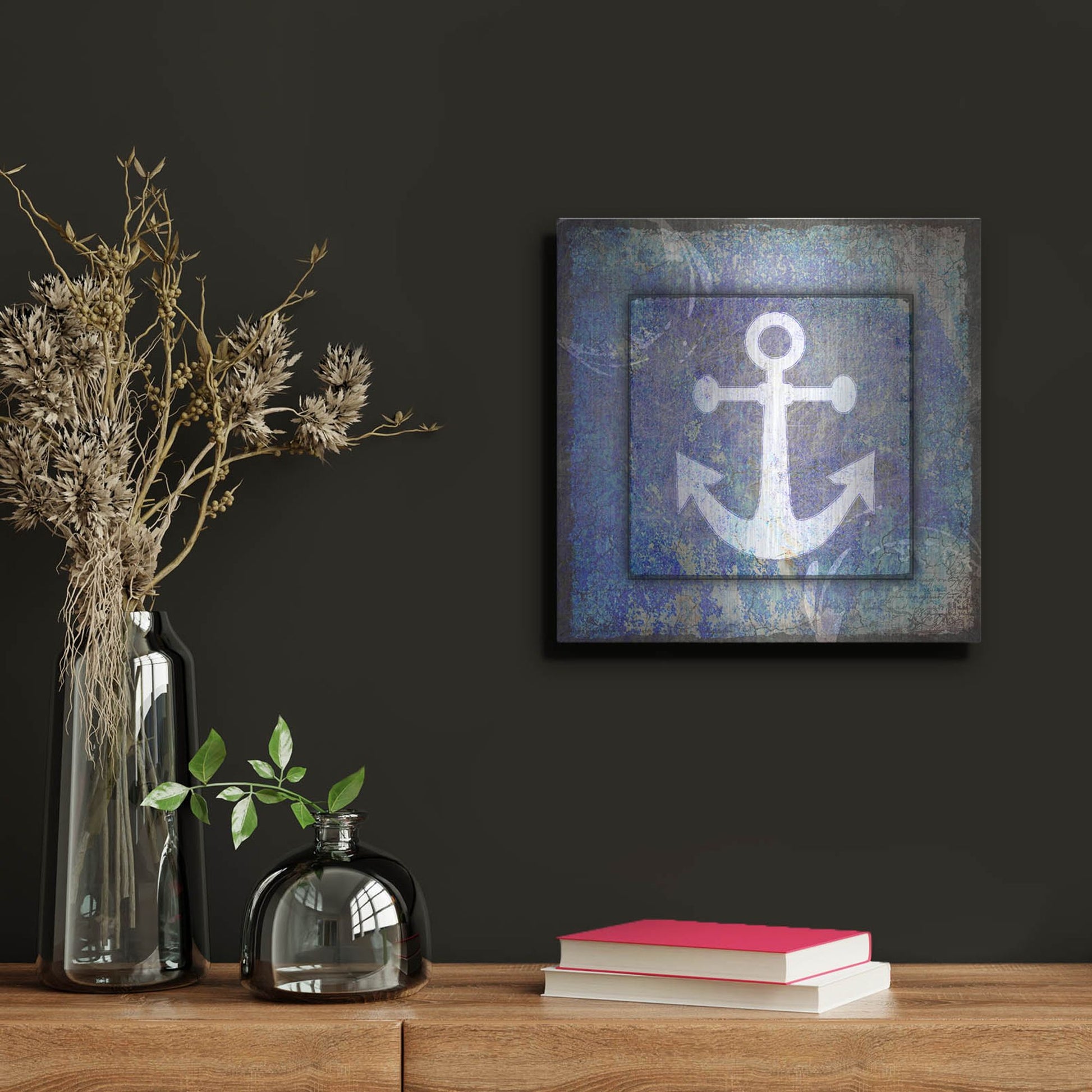 Luxe Metal Art 'Beach House Anchor' by Lightbox Journal, Metal Wall Art,12x12