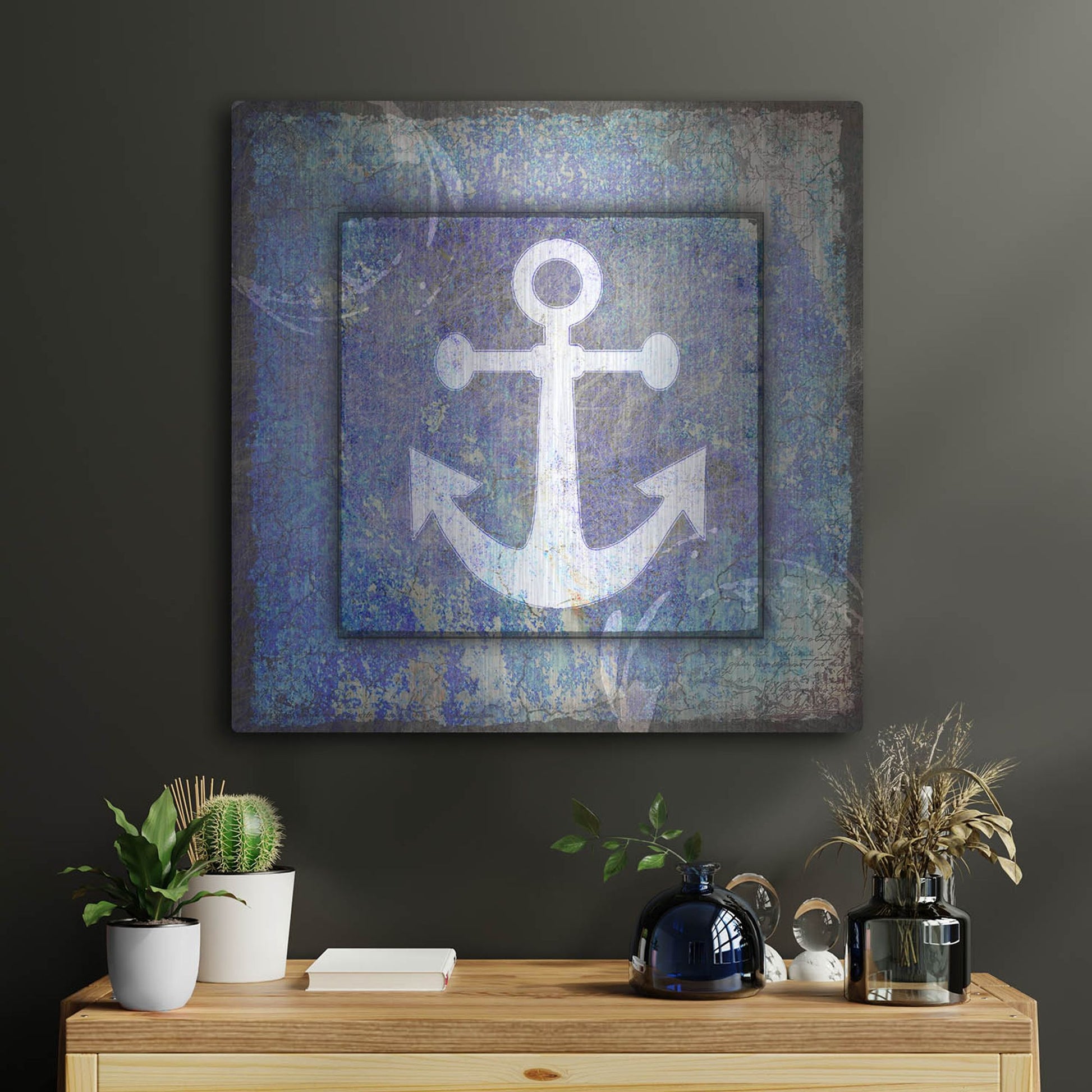 Luxe Metal Art 'Beach House Anchor' by Lightbox Journal, Metal Wall Art,24x24
