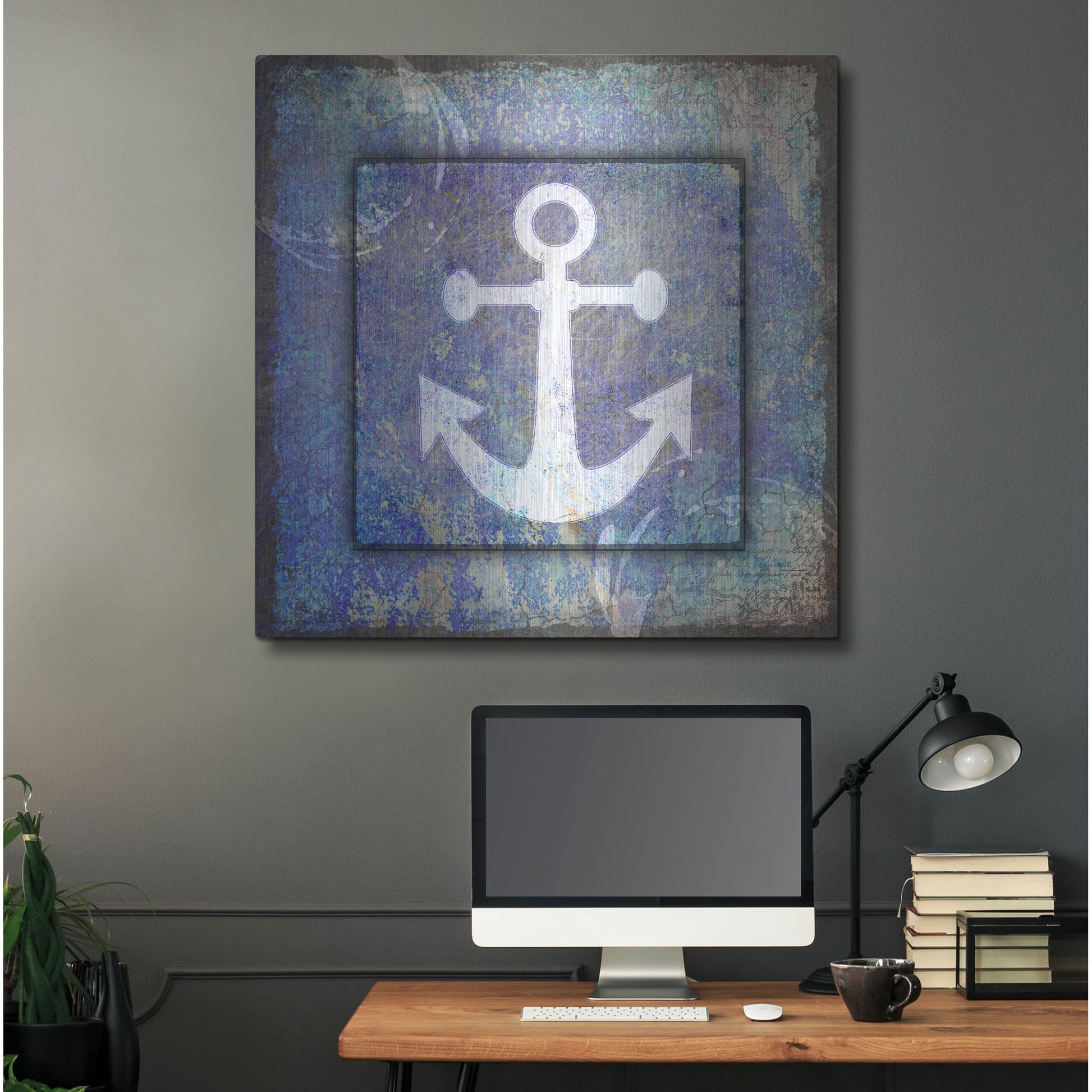 Luxe Metal Art 'Beach House Anchor' by Lightbox Journal, Metal Wall Art,36x36