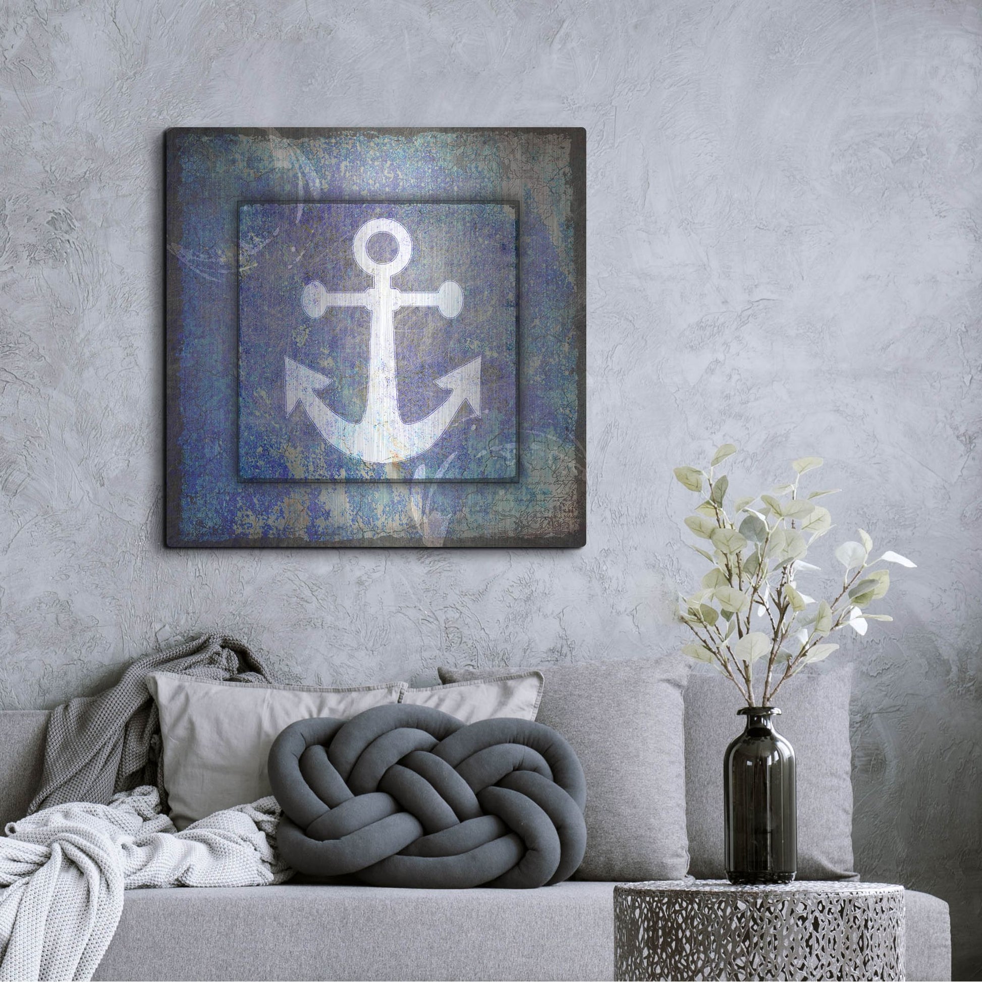 Luxe Metal Art 'Beach House Anchor' by Lightbox Journal, Metal Wall Art,36x36