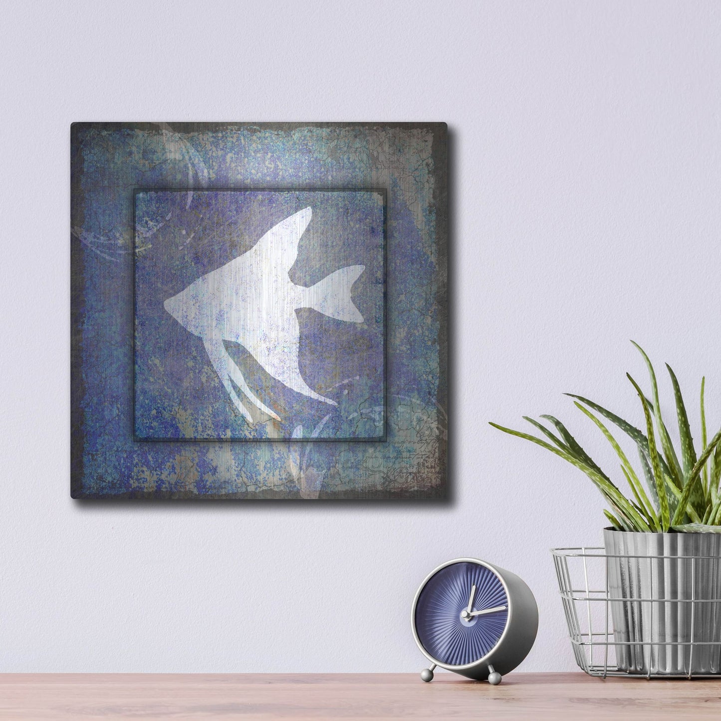 Luxe Metal Art 'Beach House Fish' by Lightbox Journal, Metal Wall Art,12x12