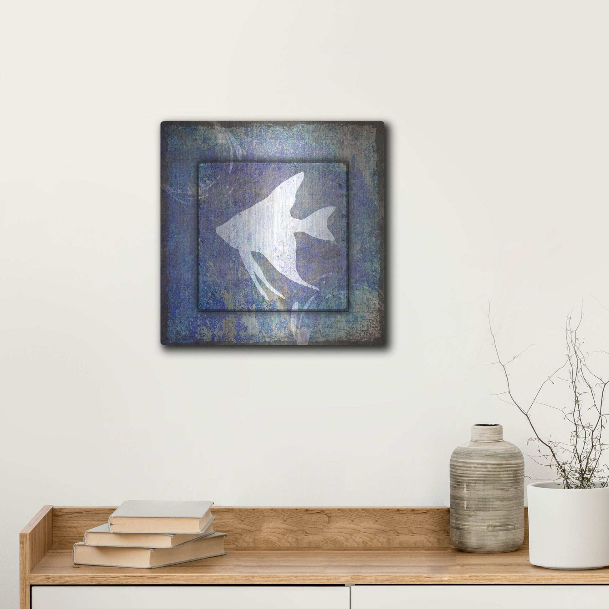 Luxe Metal Art 'Beach House Fish' by Lightbox Journal, Metal Wall Art,12x12