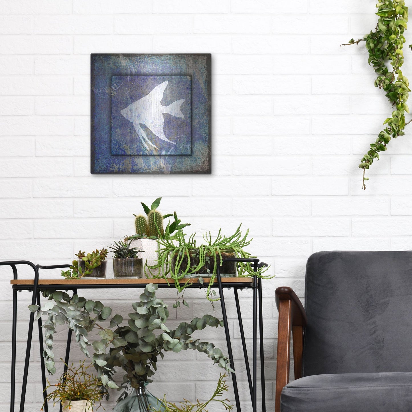 Luxe Metal Art 'Beach House Fish' by Lightbox Journal, Metal Wall Art,12x12