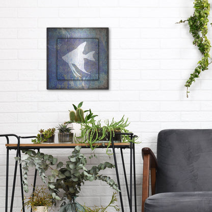 Luxe Metal Art 'Beach House Fish' by Lightbox Journal, Metal Wall Art,12x12