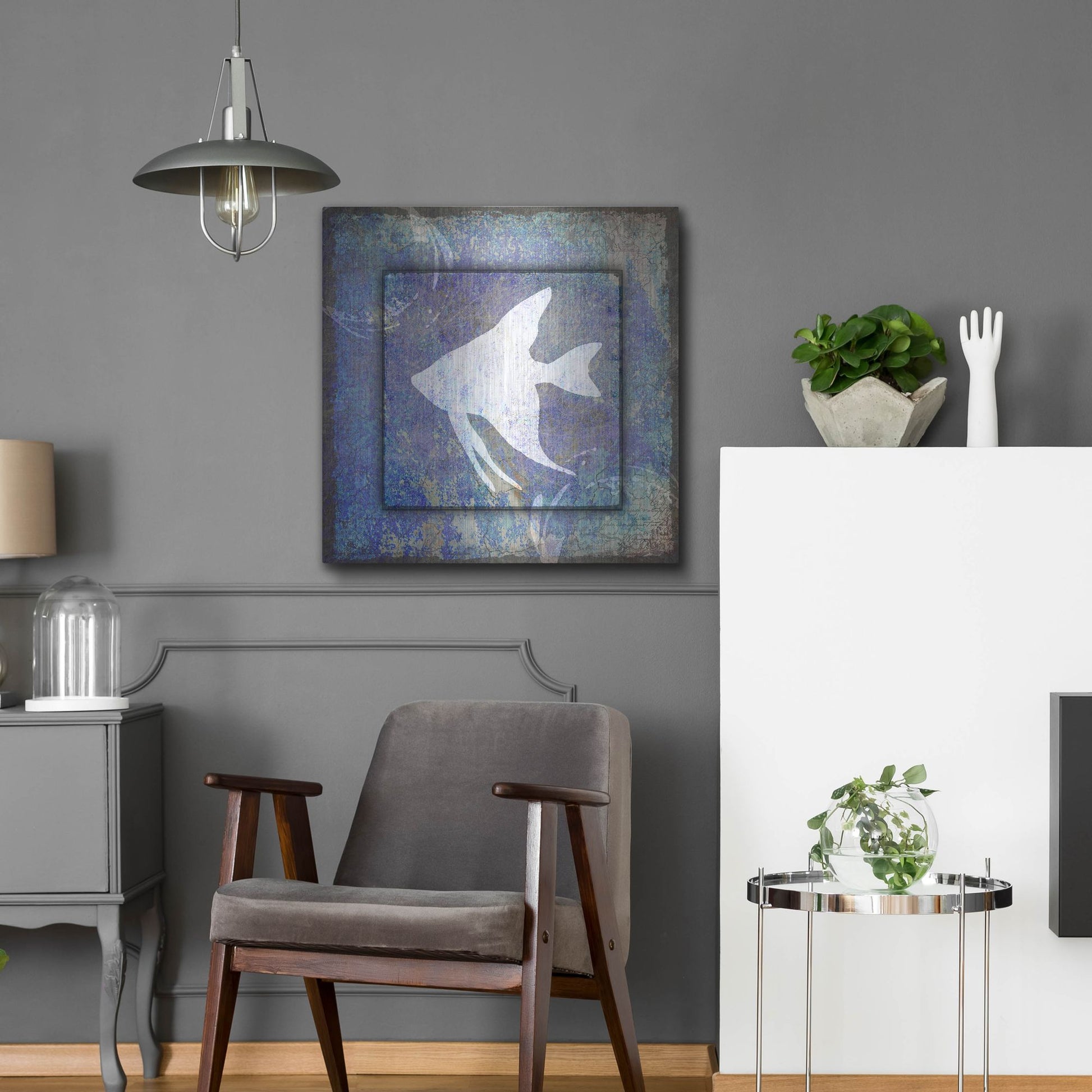 Luxe Metal Art 'Beach House Fish' by Lightbox Journal, Metal Wall Art,24x24