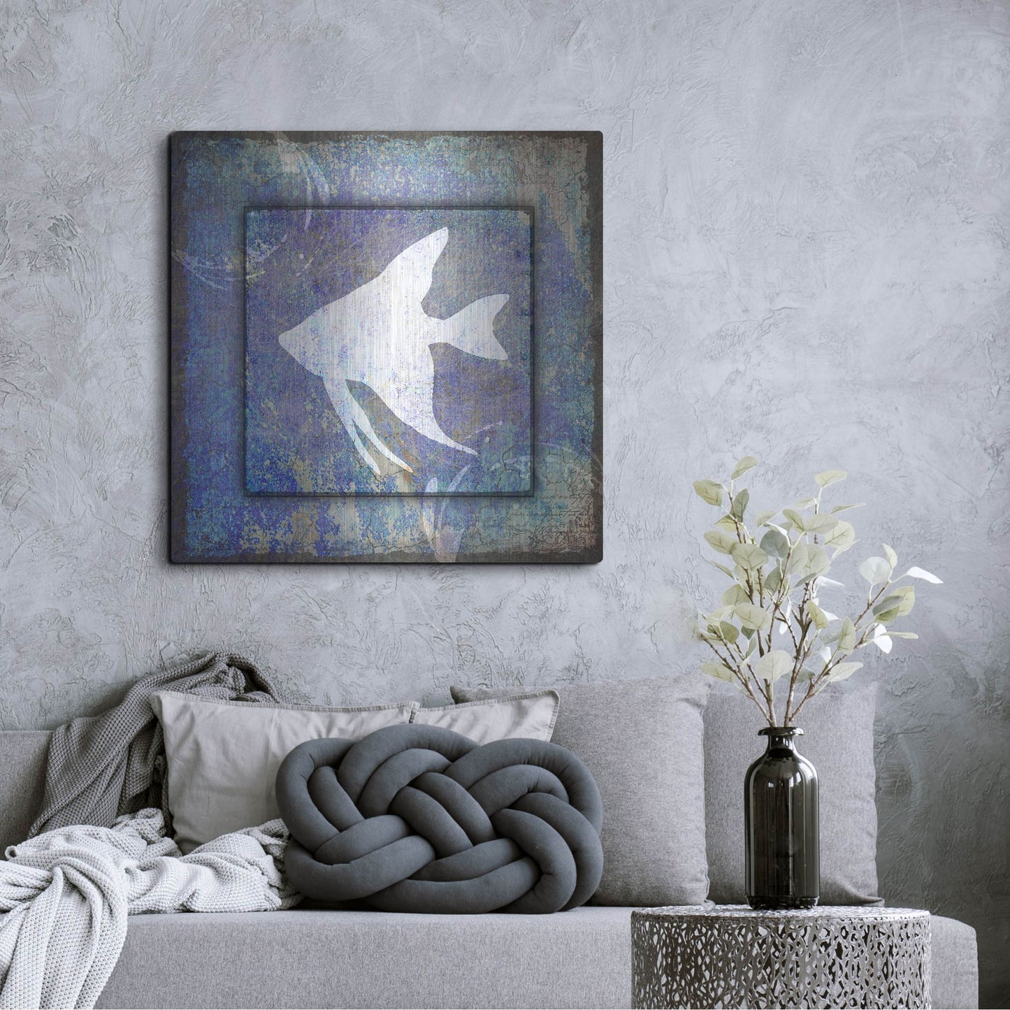 Luxe Metal Art 'Beach House Fish' by Lightbox Journal, Metal Wall Art,36x36