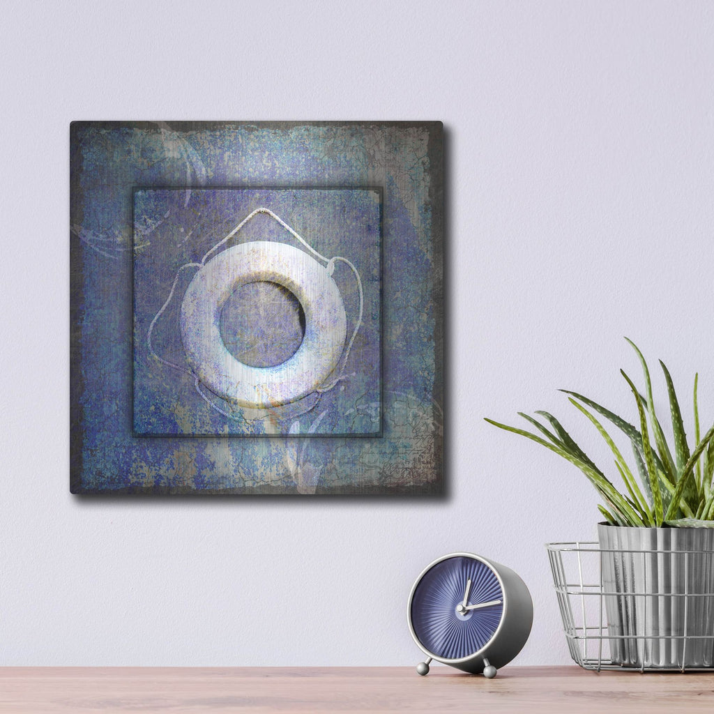 Luxe Metal Art 'Beach House Life Saver' by Lightbox Journal, Metal Wall Art,12x12