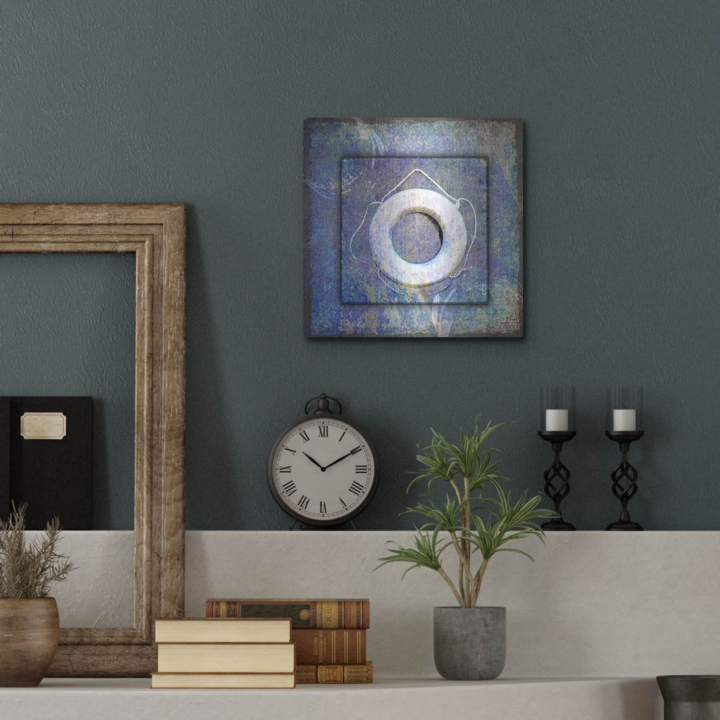 Luxe Metal Art 'Beach House Life Saver' by Lightbox Journal, Metal Wall Art,12x12