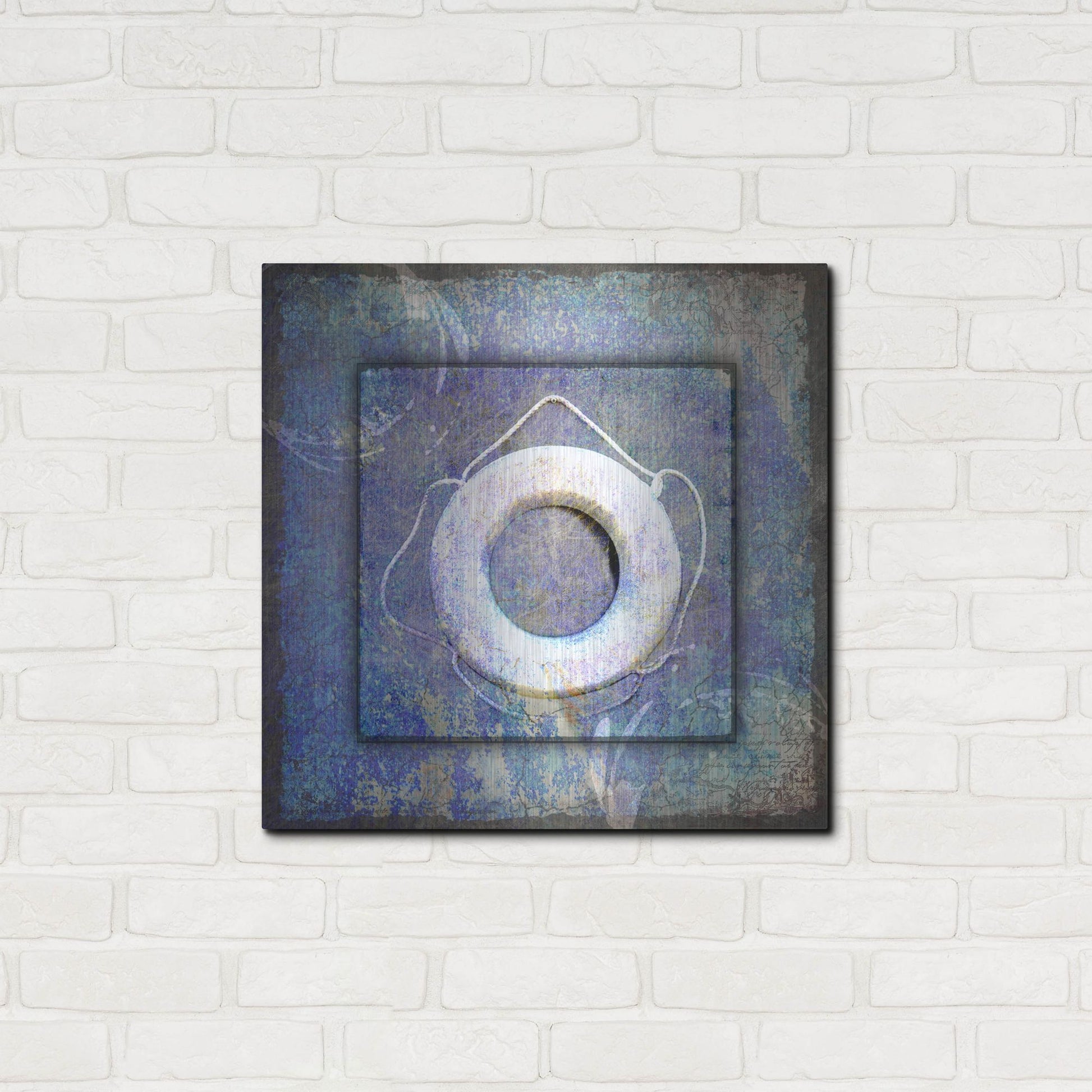 Luxe Metal Art 'Beach House Life Saver' by Lightbox Journal, Metal Wall Art,24x24