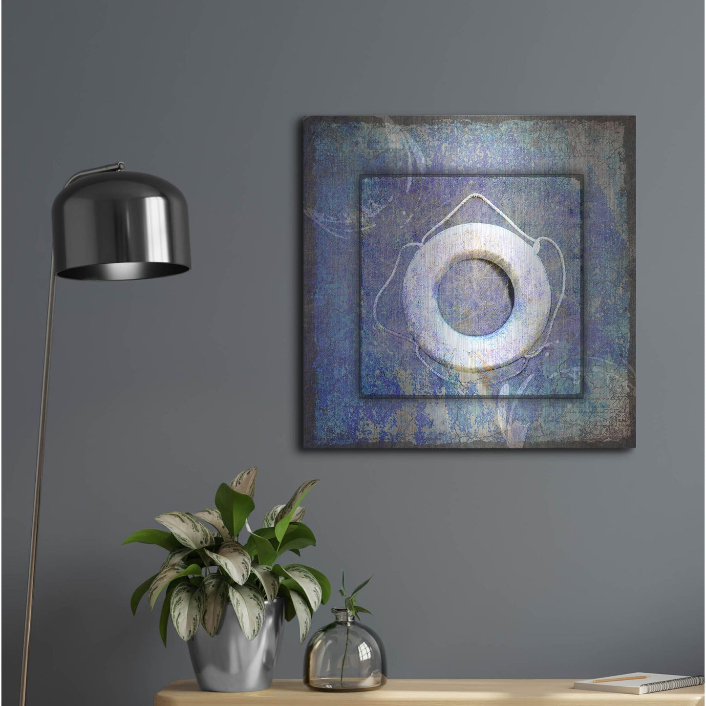 Luxe Metal Art 'Beach House Life Saver' by Lightbox Journal, Metal Wall Art,24x24