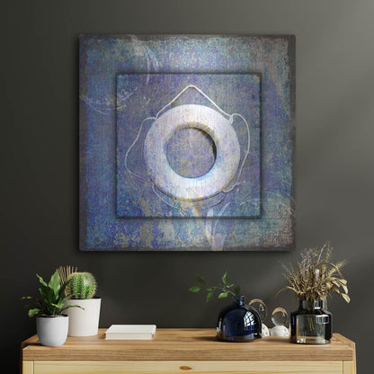 Luxe Metal Art 'Beach House Life Saver' by Lightbox Journal, Metal Wall Art,24x24