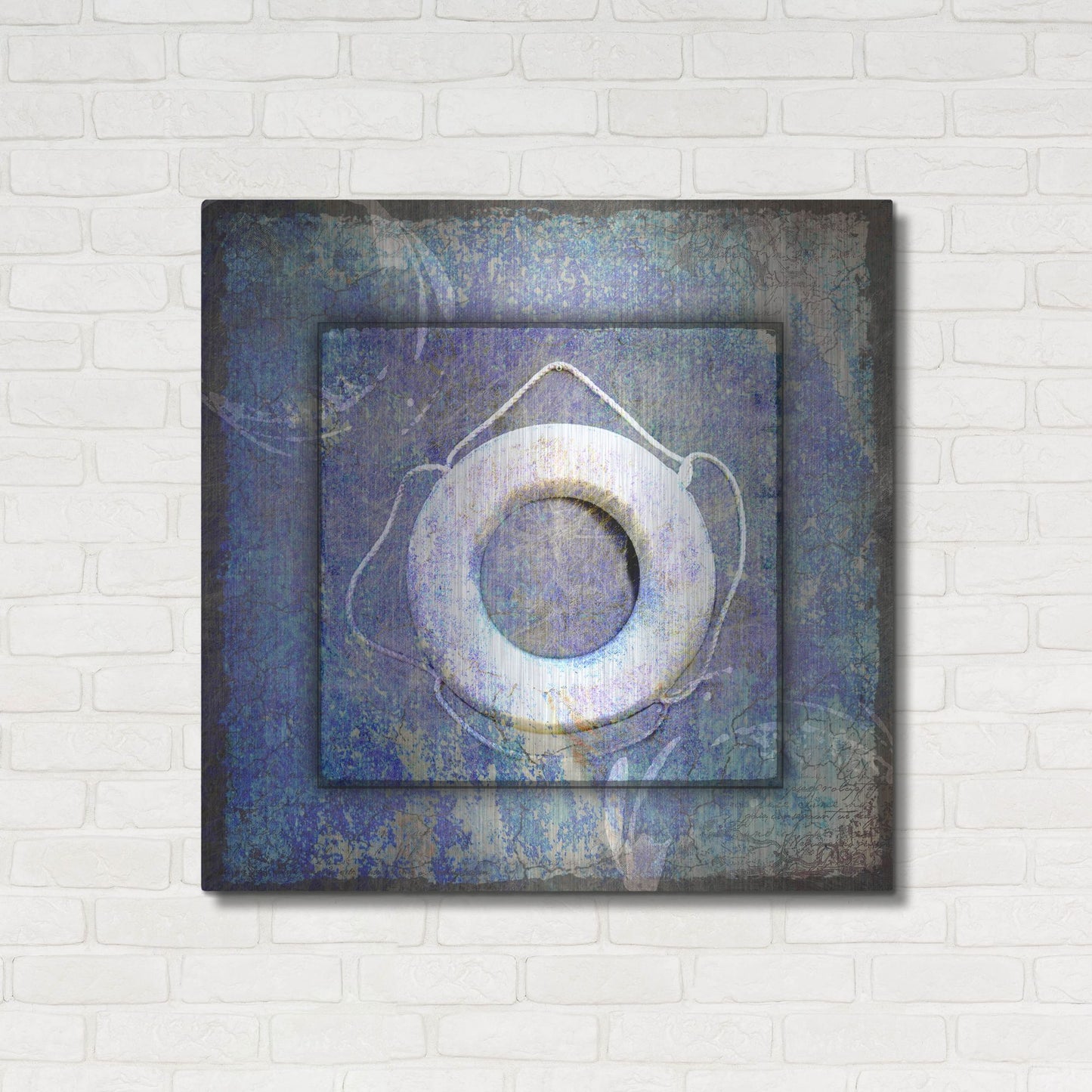 Luxe Metal Art 'Beach House Life Saver' by Lightbox Journal, Metal Wall Art,36x36