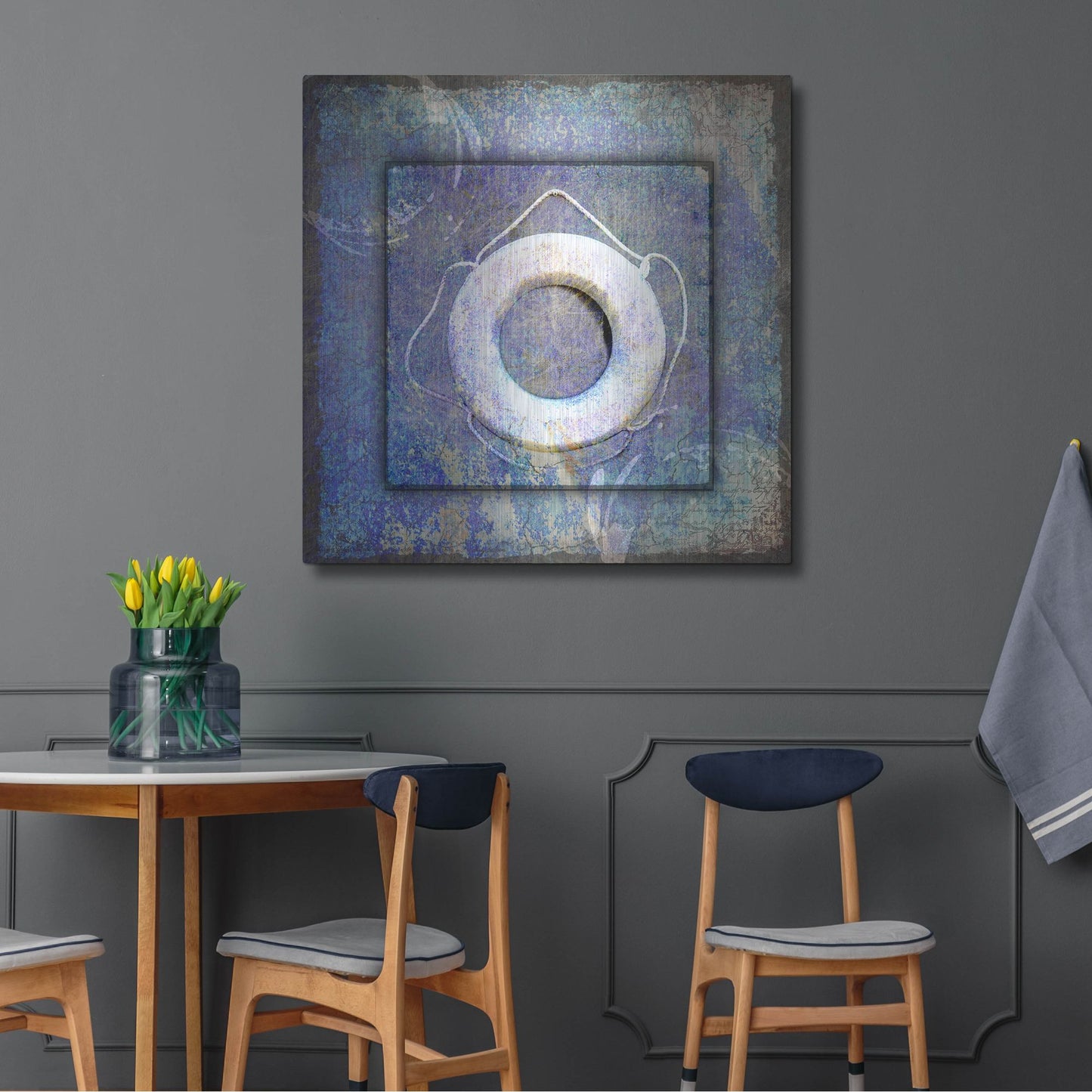 Luxe Metal Art 'Beach House Life Saver' by Lightbox Journal, Metal Wall Art,36x36