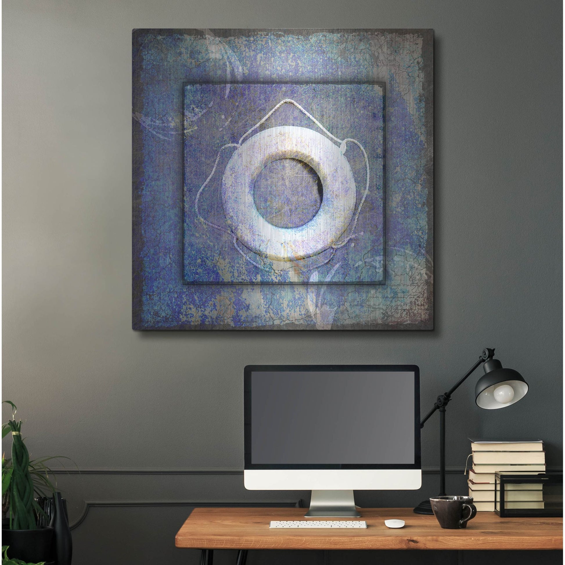 Luxe Metal Art 'Beach House Life Saver' by Lightbox Journal, Metal Wall Art,36x36