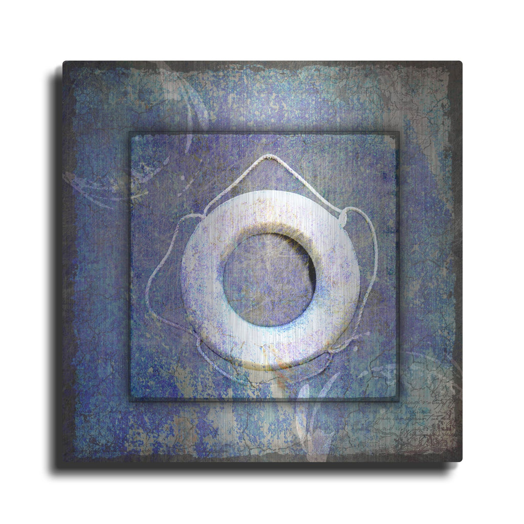 Luxe Metal Art 'Beach House Life Saver' by Lightbox Journal, Metal Wall Art