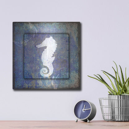 Luxe Metal Art 'Beach House Sea Horse' by Lightbox Journal, Metal Wall Art,12x12