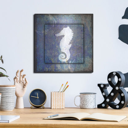 Luxe Metal Art 'Beach House Sea Horse' by Lightbox Journal, Metal Wall Art,12x12