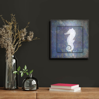 Luxe Metal Art 'Beach House Sea Horse' by Lightbox Journal, Metal Wall Art,12x12