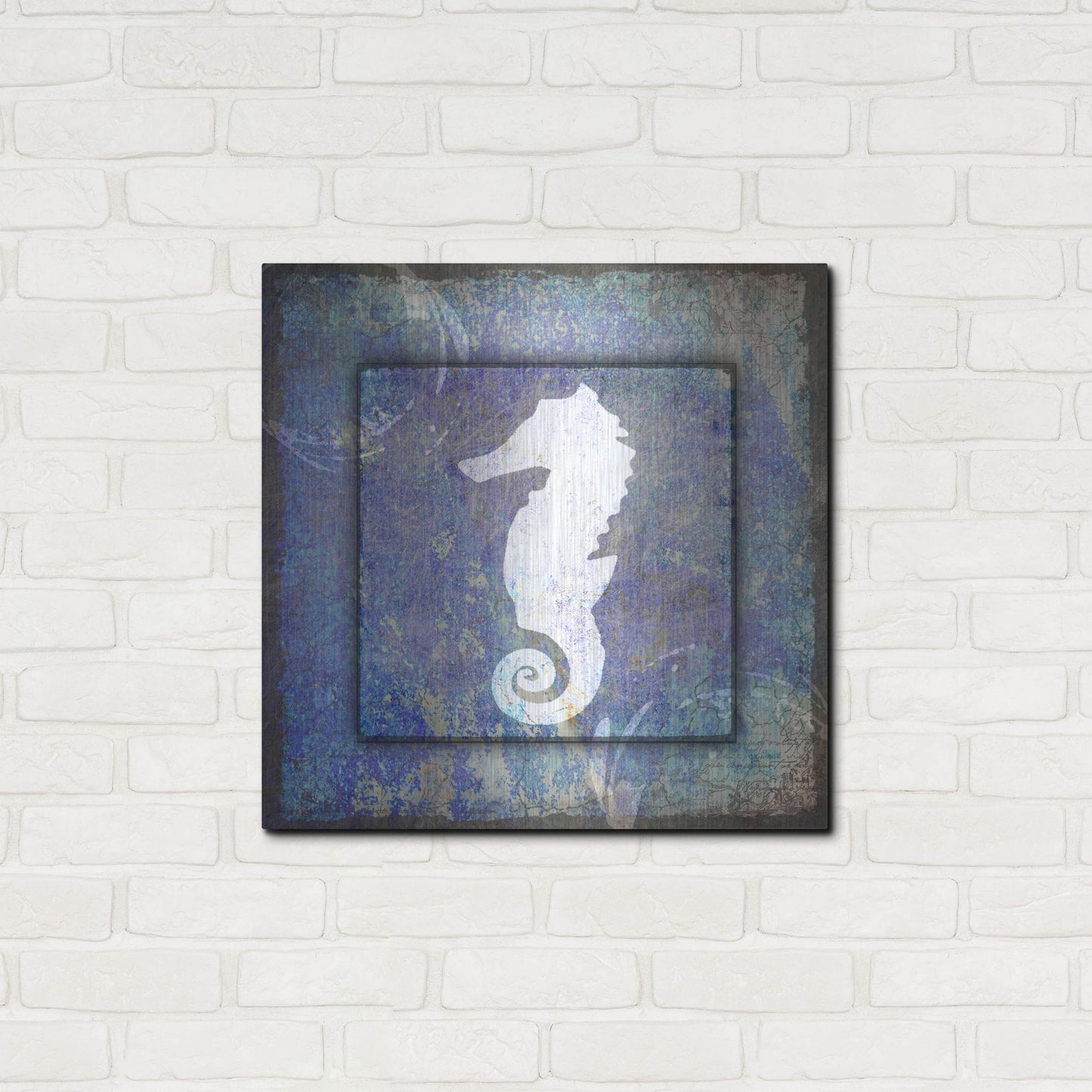 Luxe Metal Art 'Beach House Sea Horse' by Lightbox Journal, Metal Wall Art,24x24