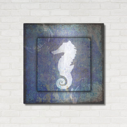 Luxe Metal Art 'Beach House Sea Horse' by Lightbox Journal, Metal Wall Art,36x36