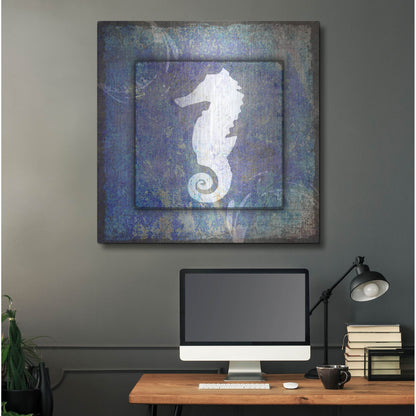 Luxe Metal Art 'Beach House Sea Horse' by Lightbox Journal, Metal Wall Art,36x36