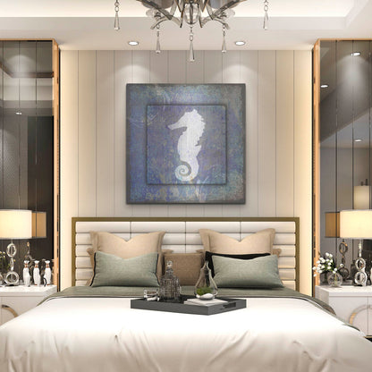Luxe Metal Art 'Beach House Sea Horse' by Lightbox Journal, Metal Wall Art,36x36