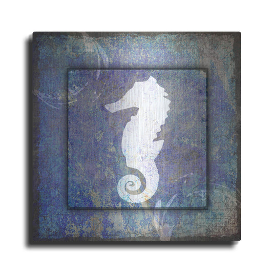 Luxe Metal Art 'Beach House Sea Horse' by Lightbox Journal, Metal Wall Art