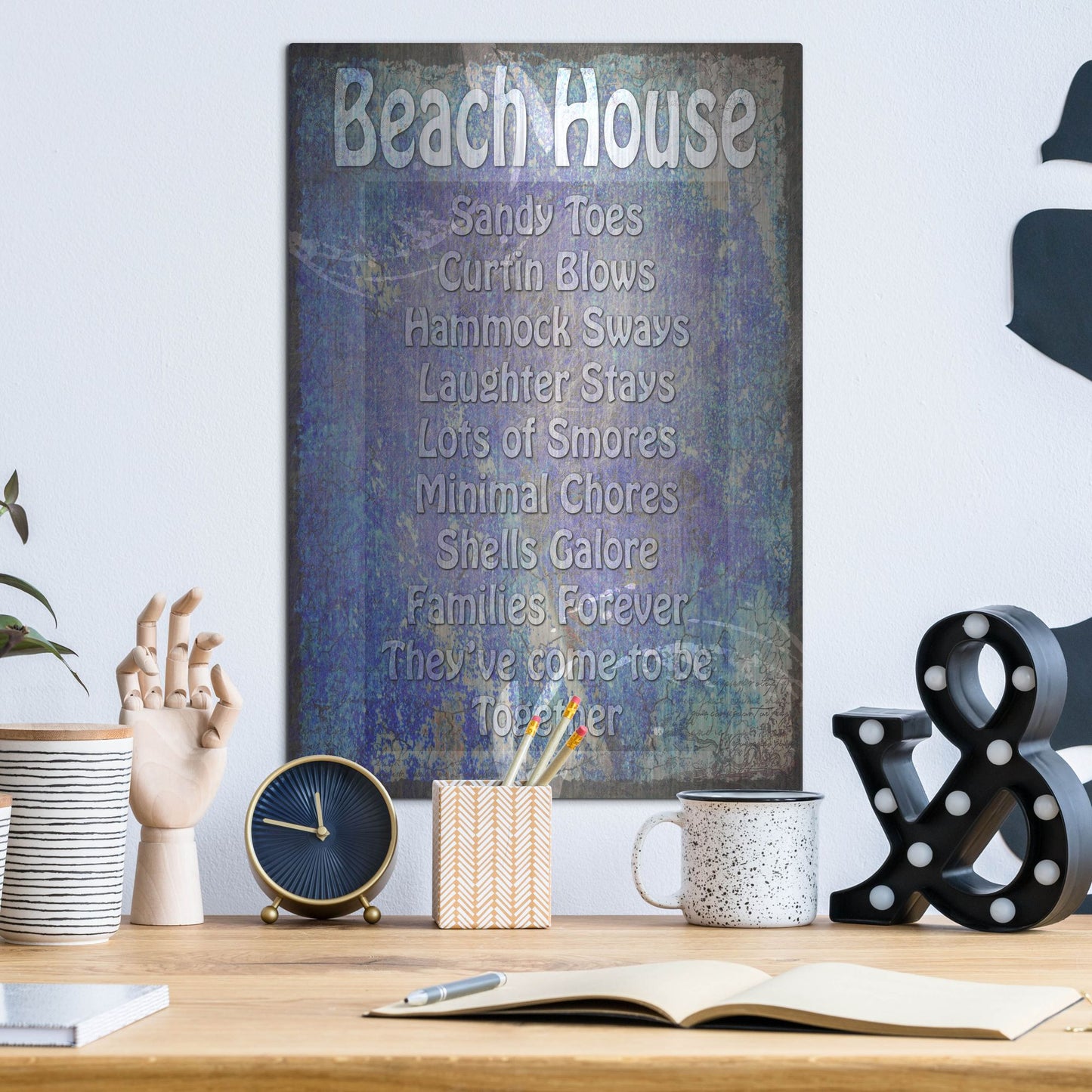 Luxe Metal Art 'Beach House' by Lightbox Journal, Metal Wall Art,12x16